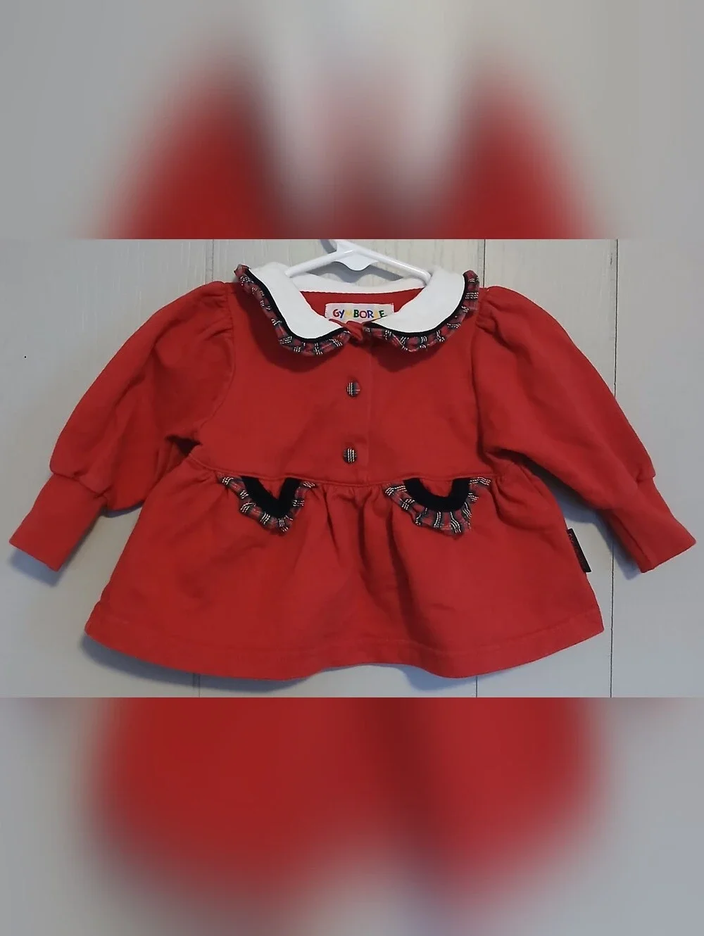 Gymboree Holiday Plaid Rainbow Tag Girls Newborn Top